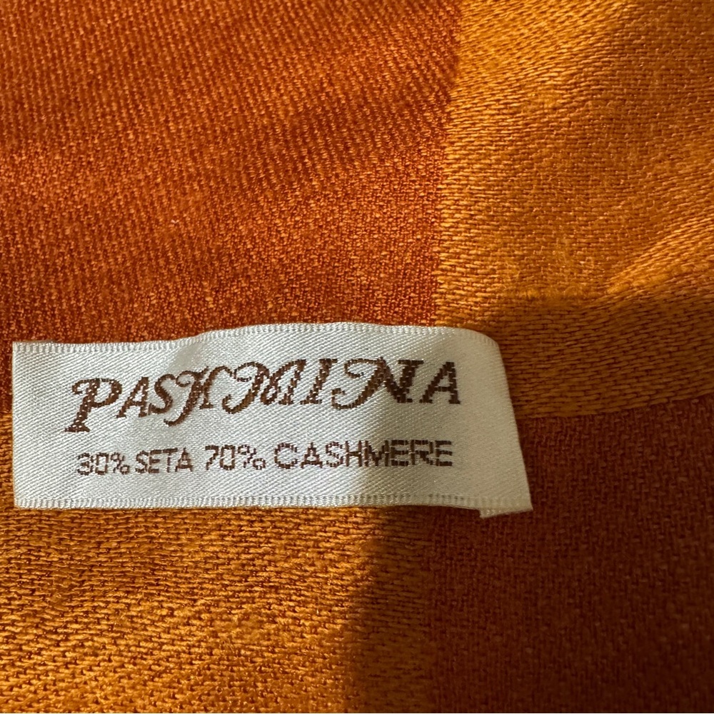 Cashmere Seta Pashmima Rectangular Orange Scarf 2… - image 6